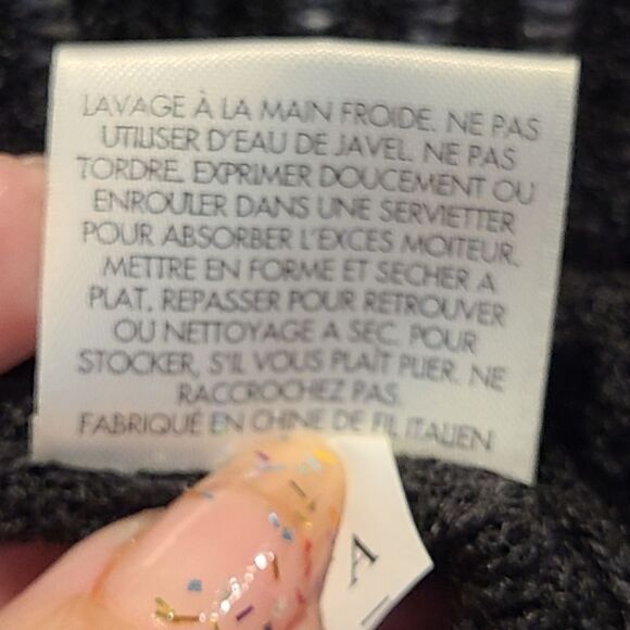 Eileen Fisher Black Merino Wool Open Front Cardigan, Loose Knit Lagenlook | L - Picture 7 of 12